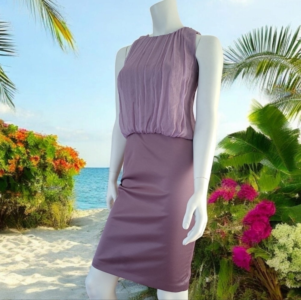 Made in Italy Pamela Edwardline lilac sleeveless silk midi dress